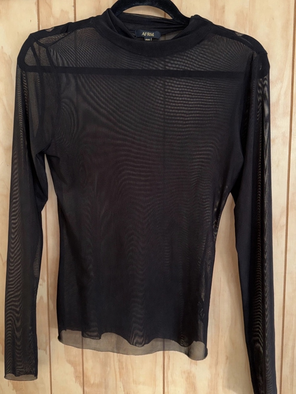 AFRM Black Sheer Long-Sleeve Mesh Top